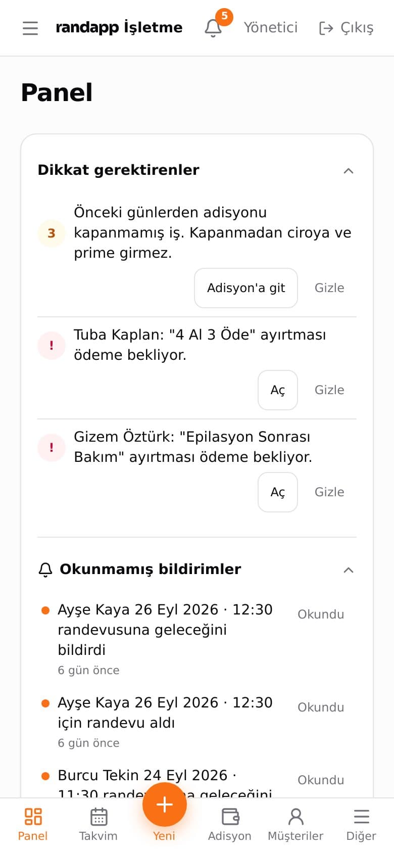Panel ana ekranı