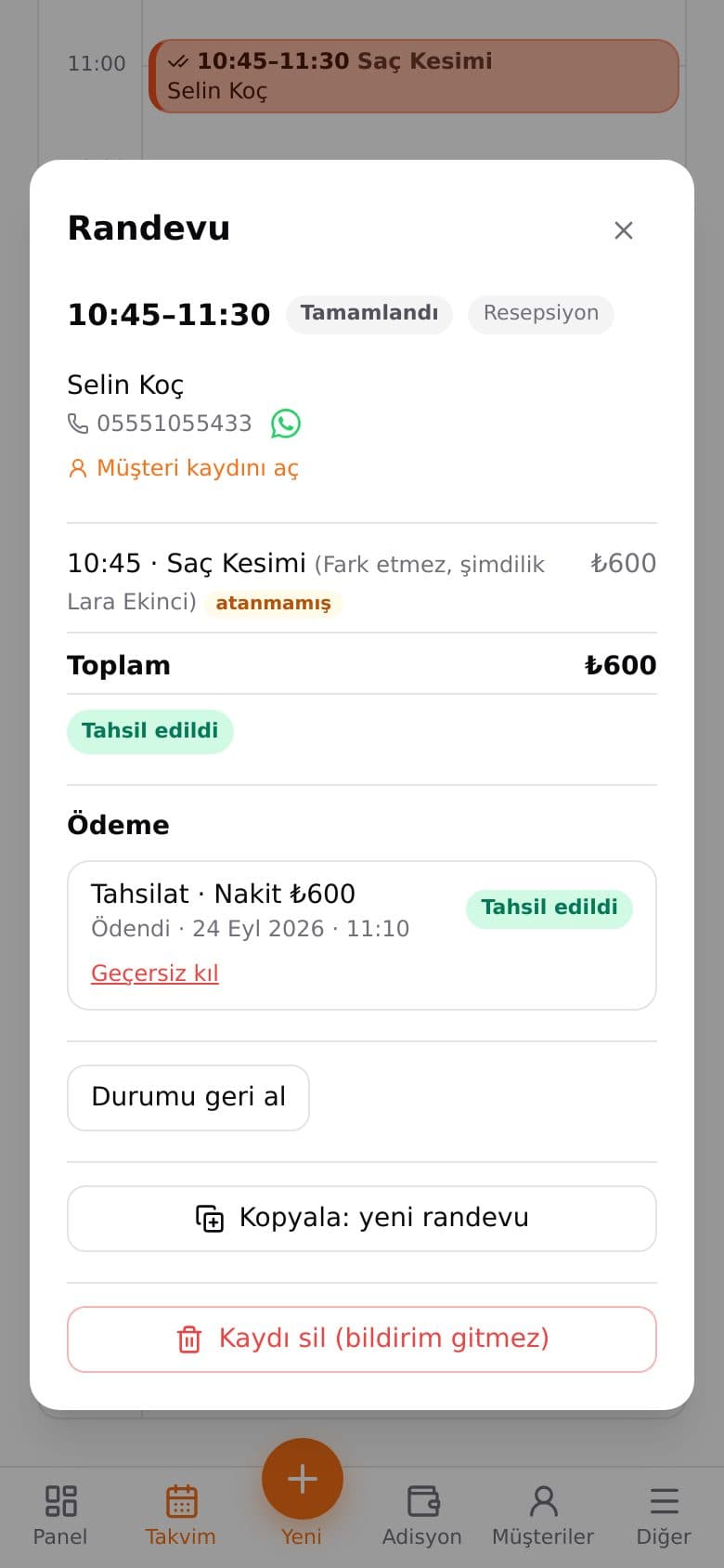 Randevu detayı