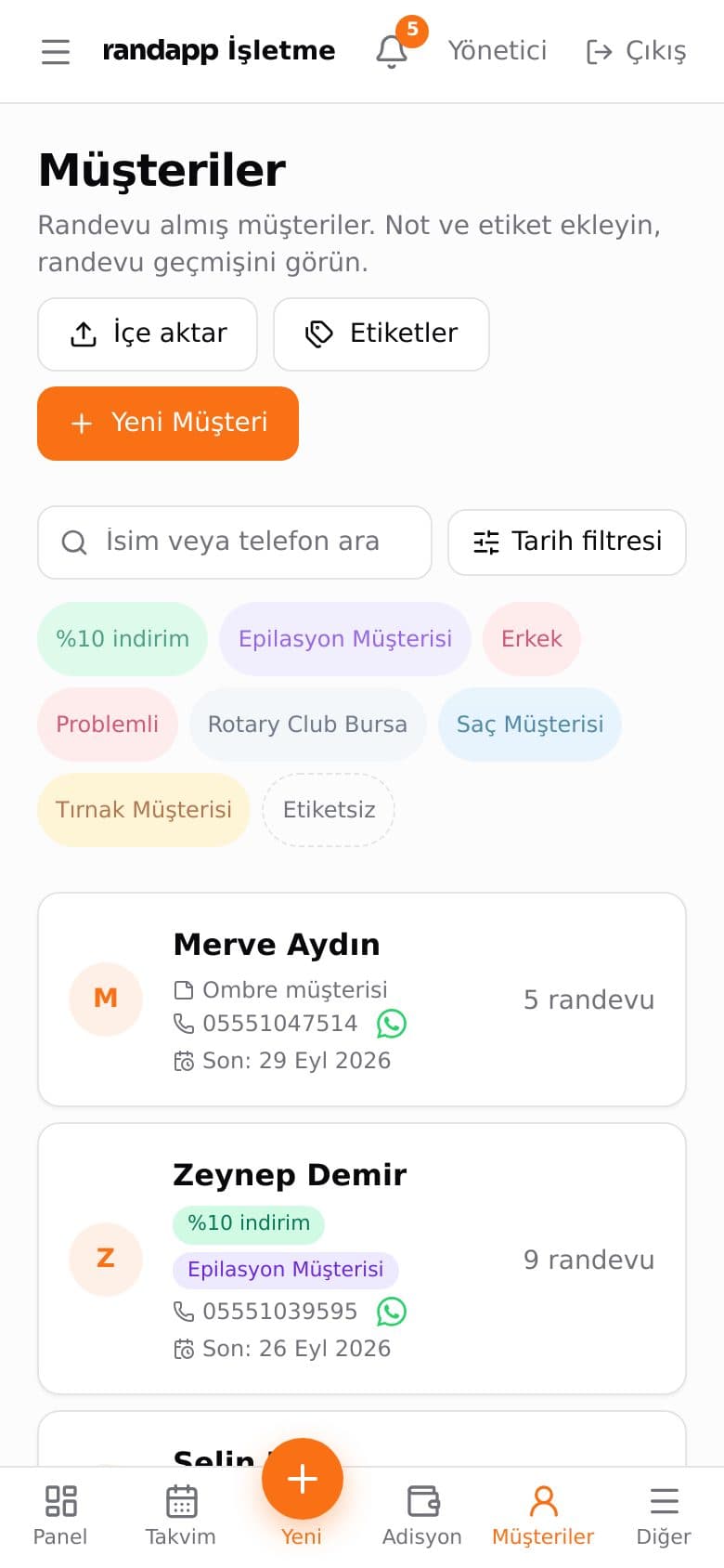 Müşteri listesi