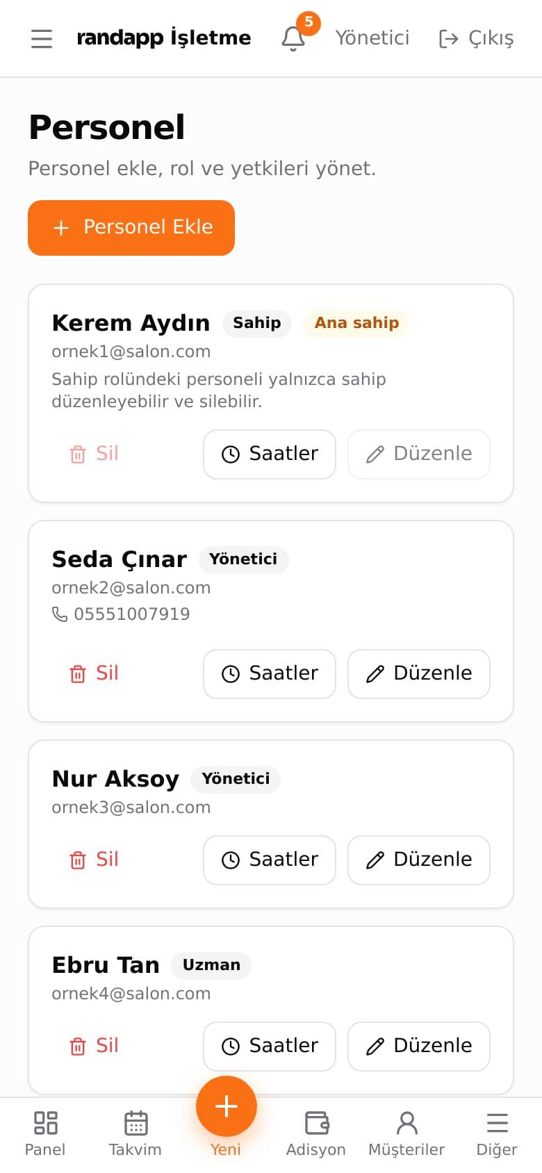 Personel listesi
