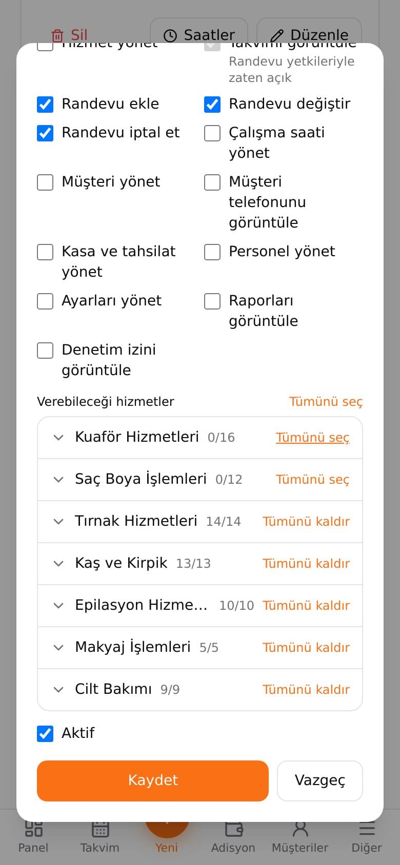 Personel yetkileri ve hizmetleri