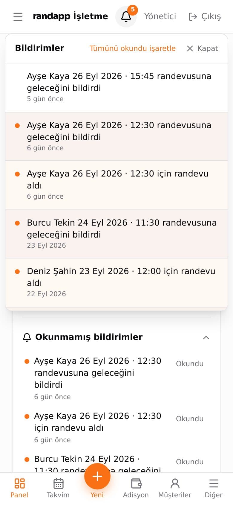 Bildirimler listesi